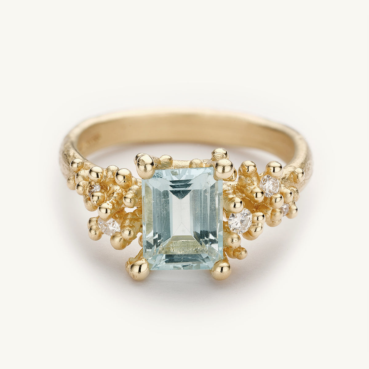 Ruth Tomlinson Aquamarine Cocktail Ring with Diamonds