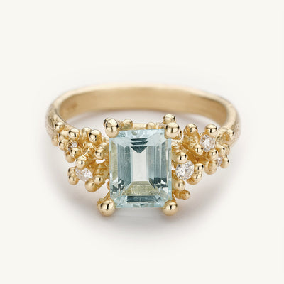 Ruth Tomlinson Aquamarine Cocktail Ring with Diamonds