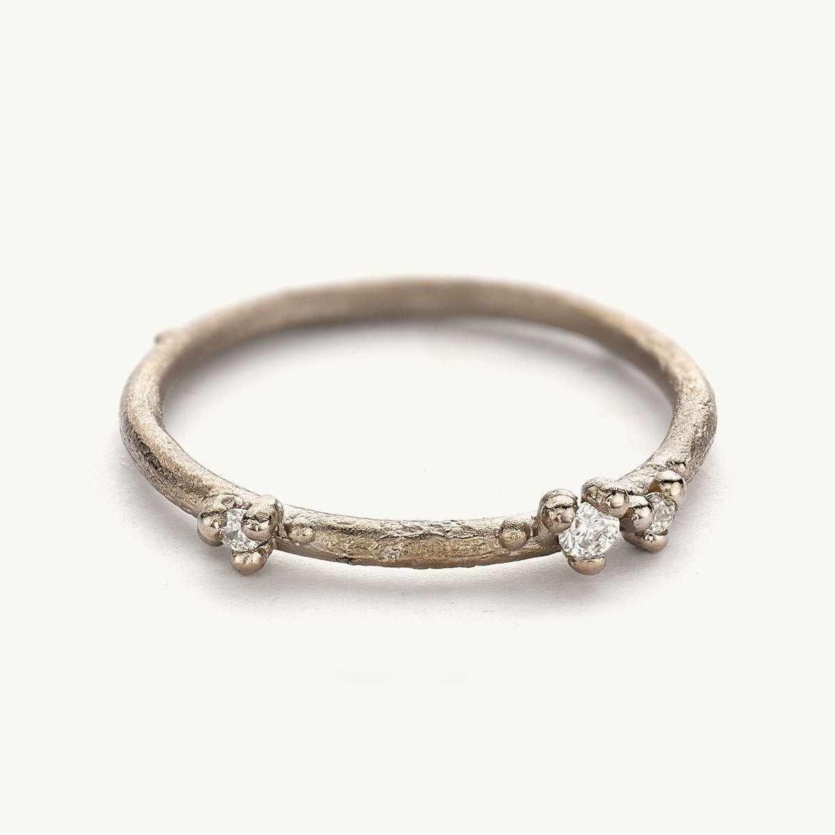 Ruth Tomlinson Asymmetric Diamond Encrusted Alternative Wedding Band - 18W made from recycled gold