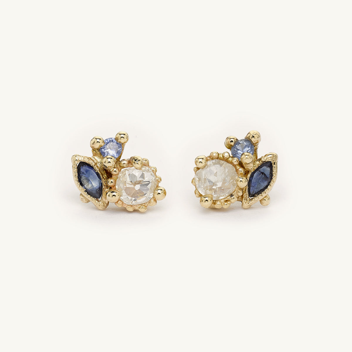 Ruth Tomlinson Diamond and Sapphire Cluster Studs