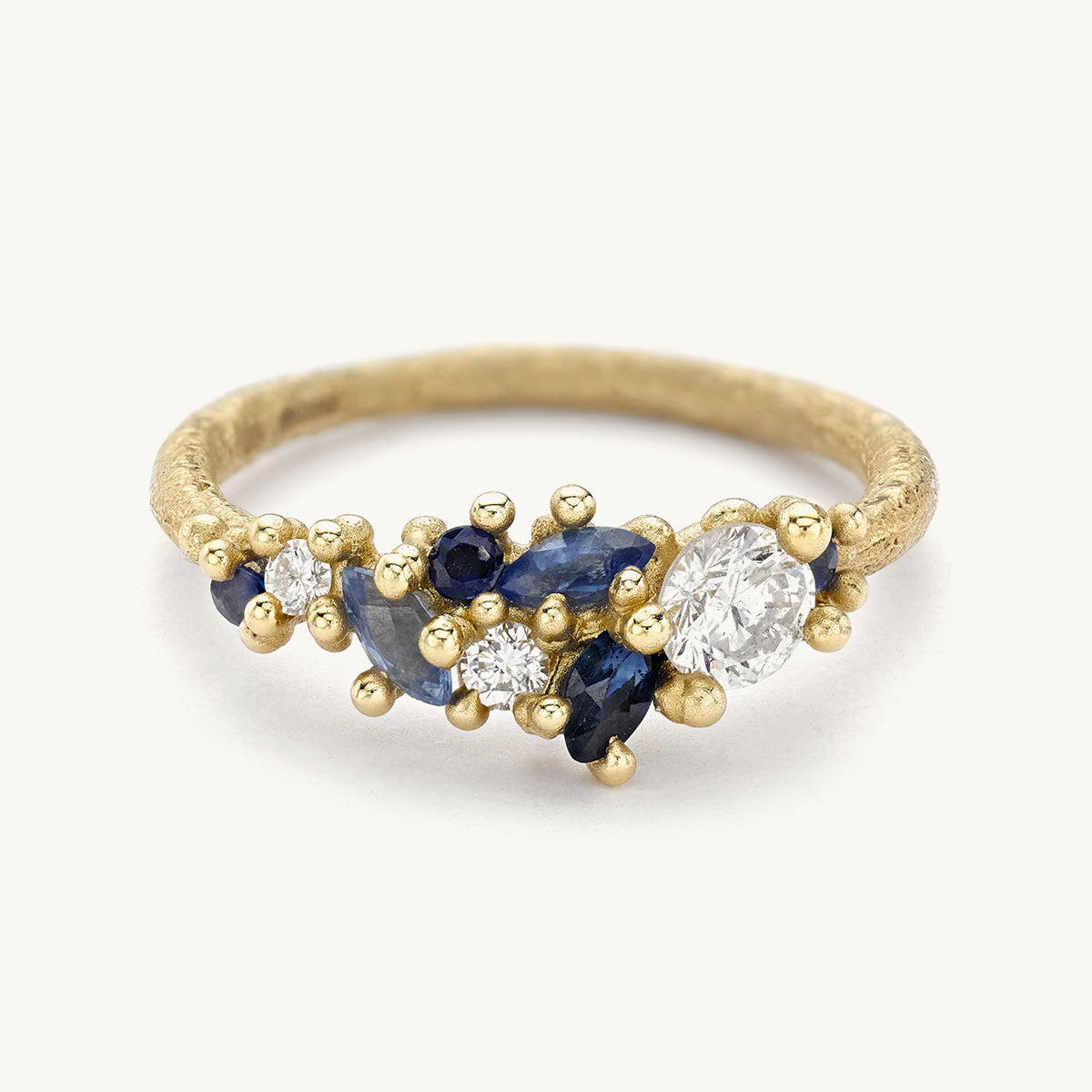 Ruth Tomlinson Diamond and Sapphire Tapering Cluster Ring