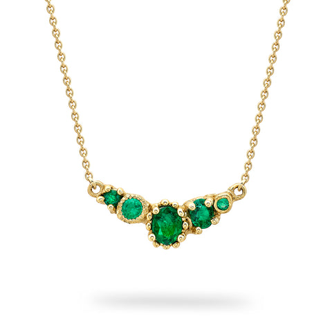 Ruth Tomlinson X Gemfields responsibly sourced emerald necklace, handmade in London