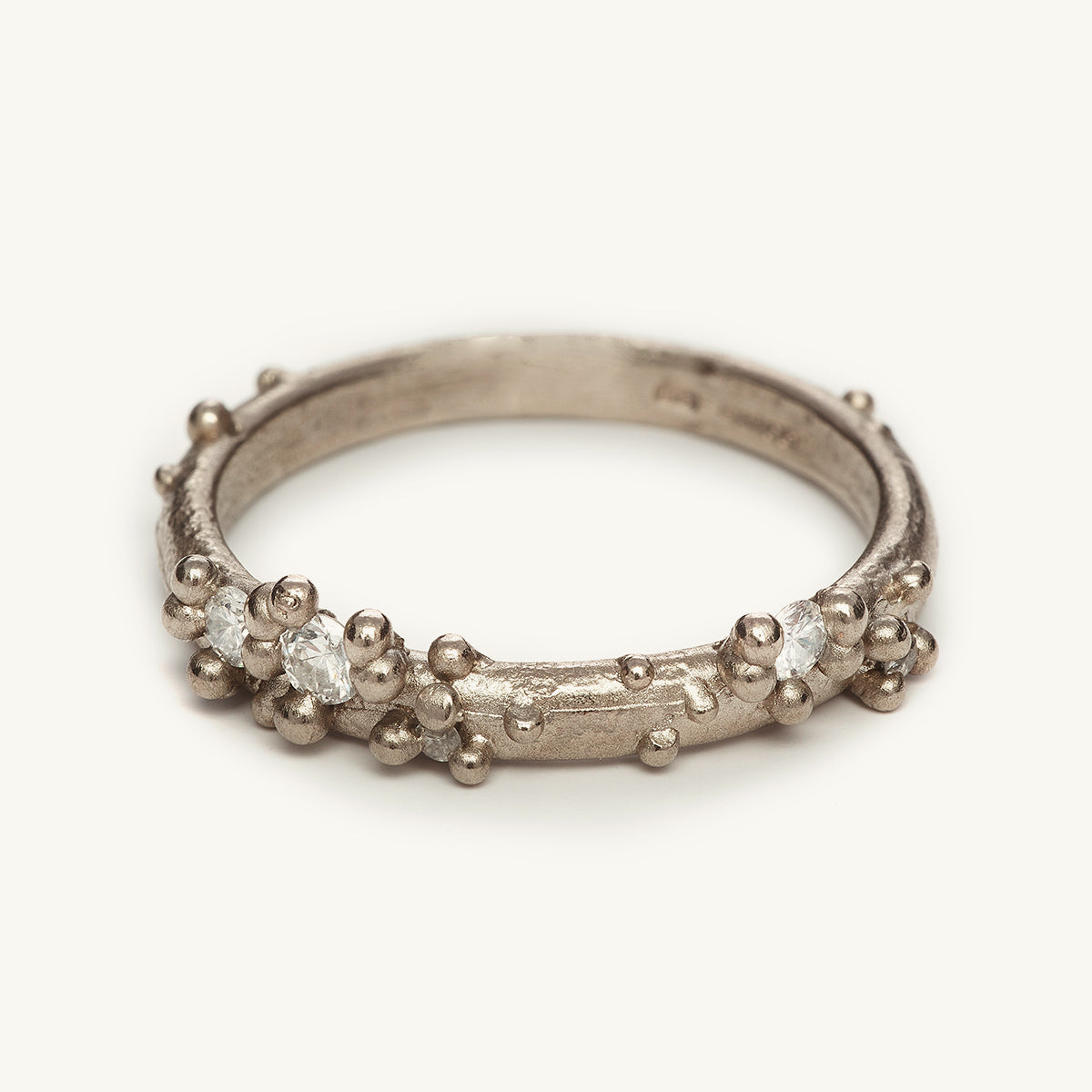 Ruth Tomlinson Half Round Band with Diamonds & Granules - 18W