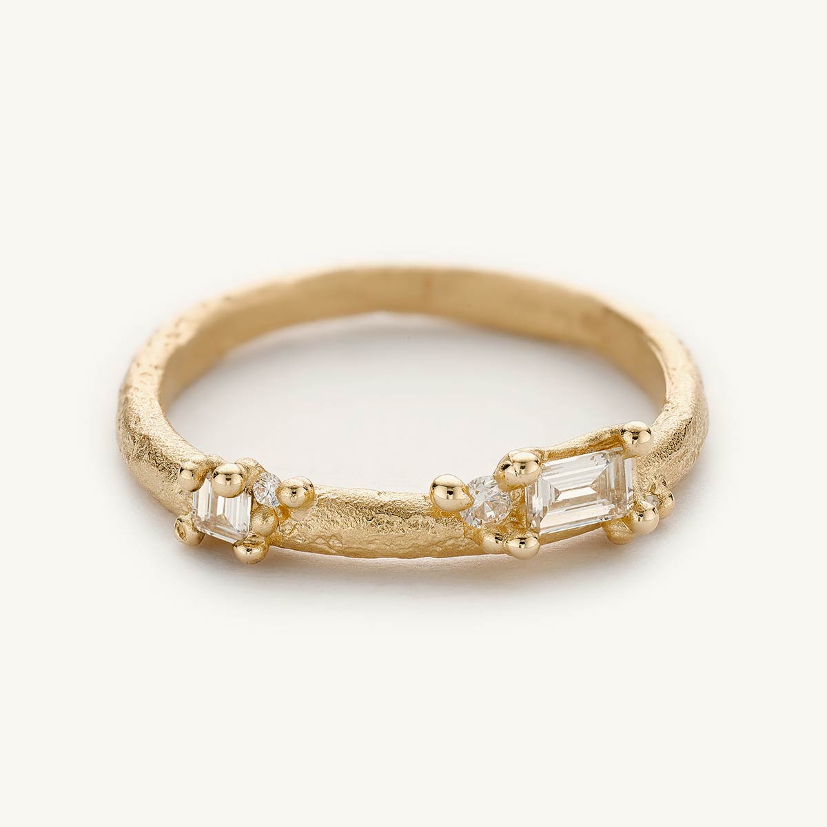 Ruth Tomlinson Half Round Band with Mixed Cut Diamonds and Granules