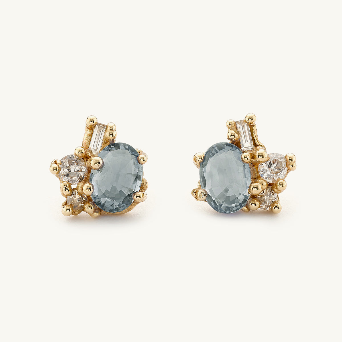 Ruth Tomlinson Inverted Sapphire and Diamond Sweeping Cluster Studs