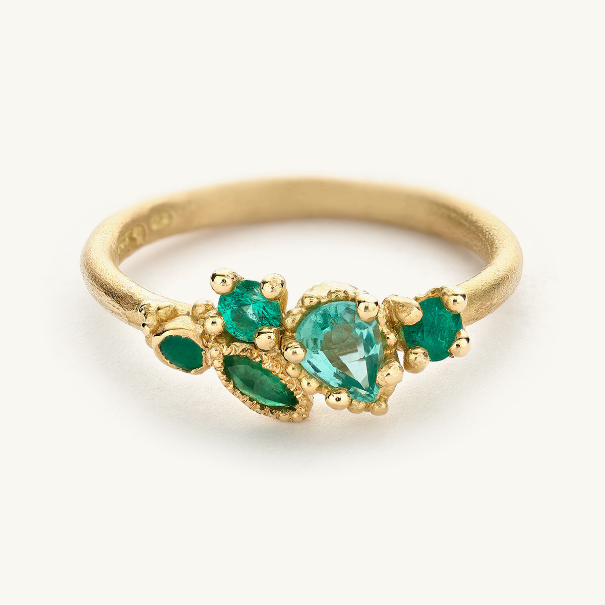 Ruth Tomlinson Mixed Cut Emerald Cluster Ring