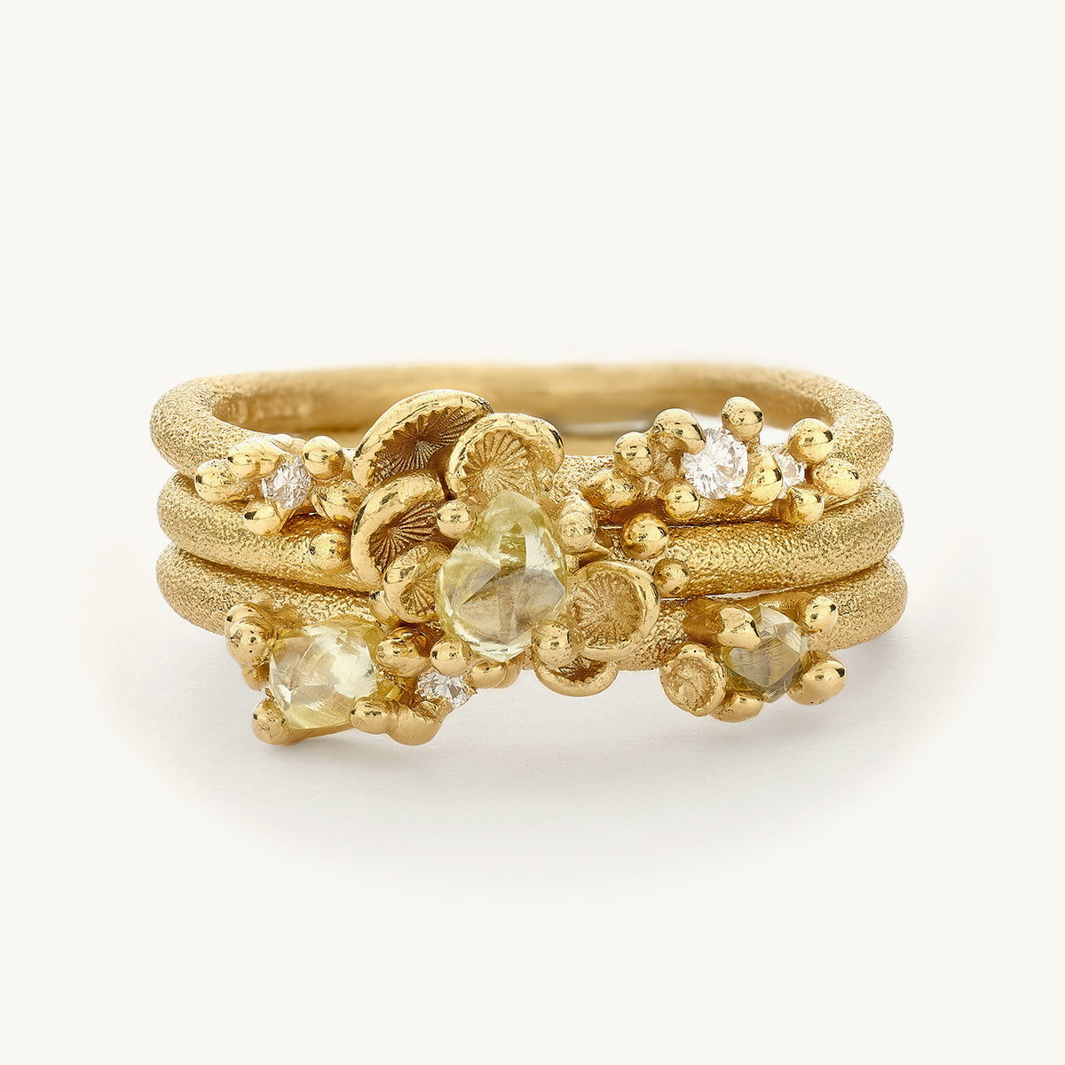 Ruth Tomlinson handcrafted bridal engagement ring with ocean diamonds made from recycled gold