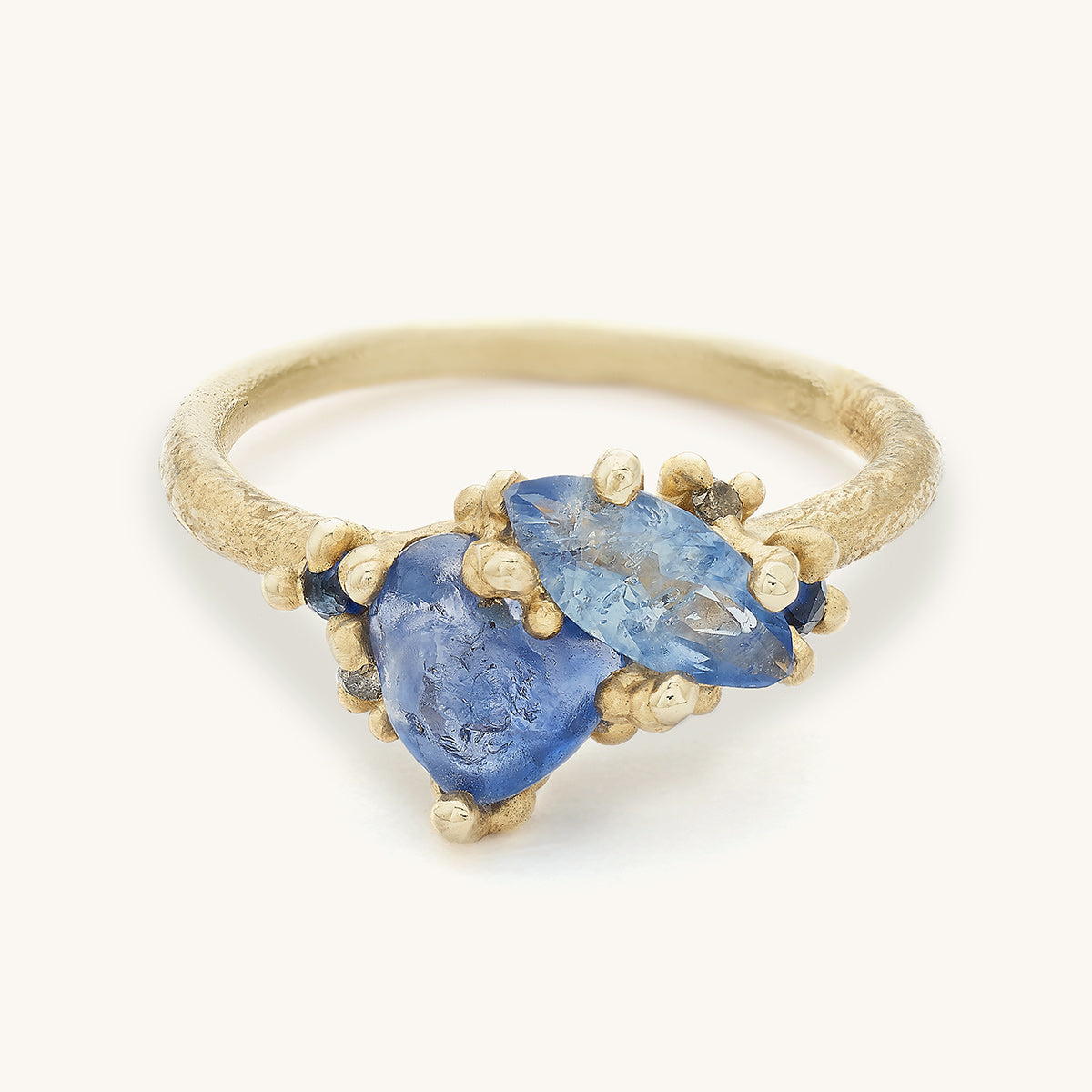 Ruth Tomlinson One of a Kind Raw Sapphire Alternative Engagement Ring Handmade in London with Recycled Gold