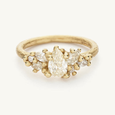 Ruth Tomlinson Pear Cut Diamond Alternative Engagement Ring made with Recycled Gold