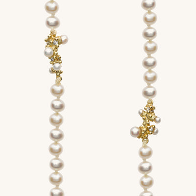 Ruth Tomlinson Alternative Ocean Inspired Pearl String Necklace made from reccled gold