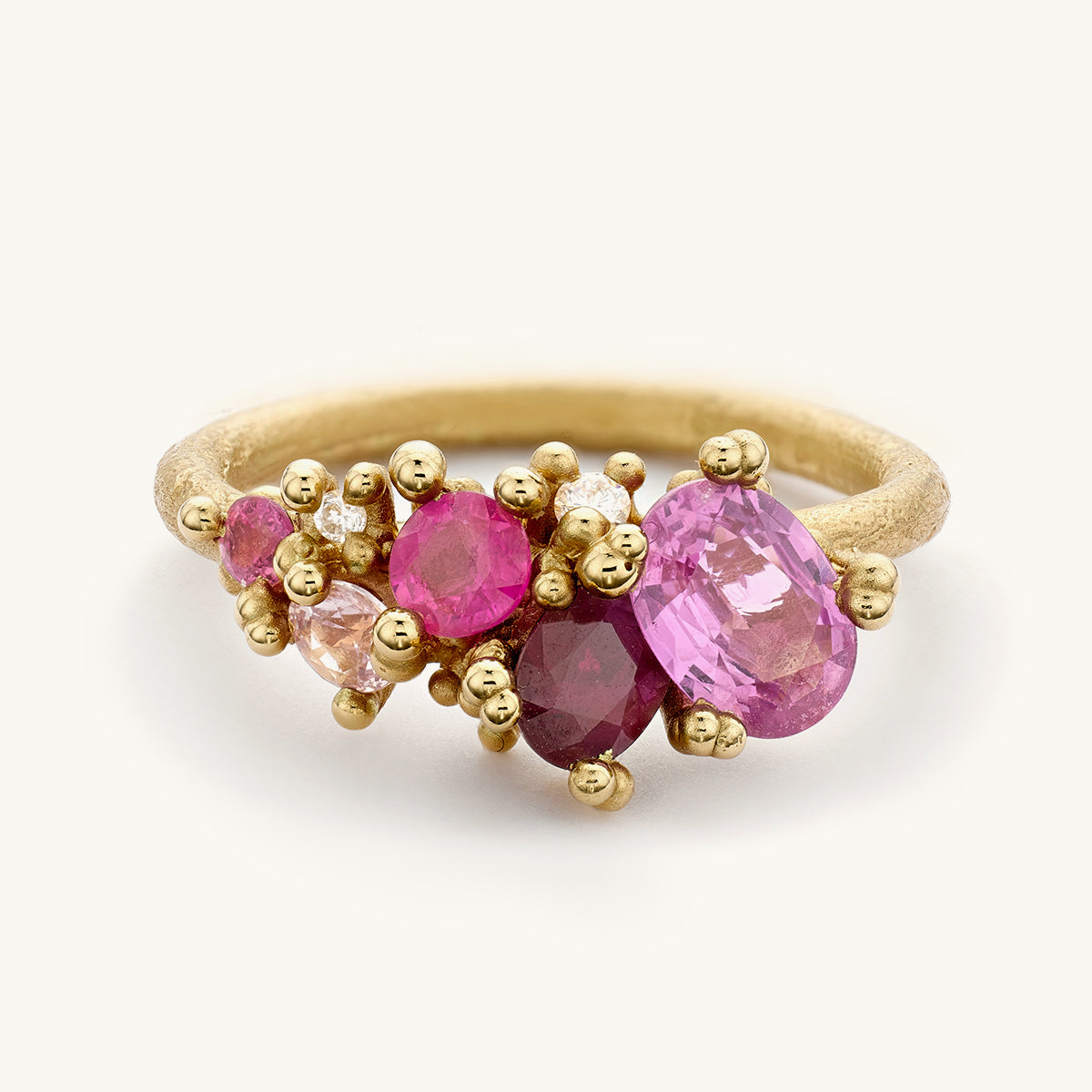 Ruth Tomlinson Pink Sapphire and Ruby Engagement Ring