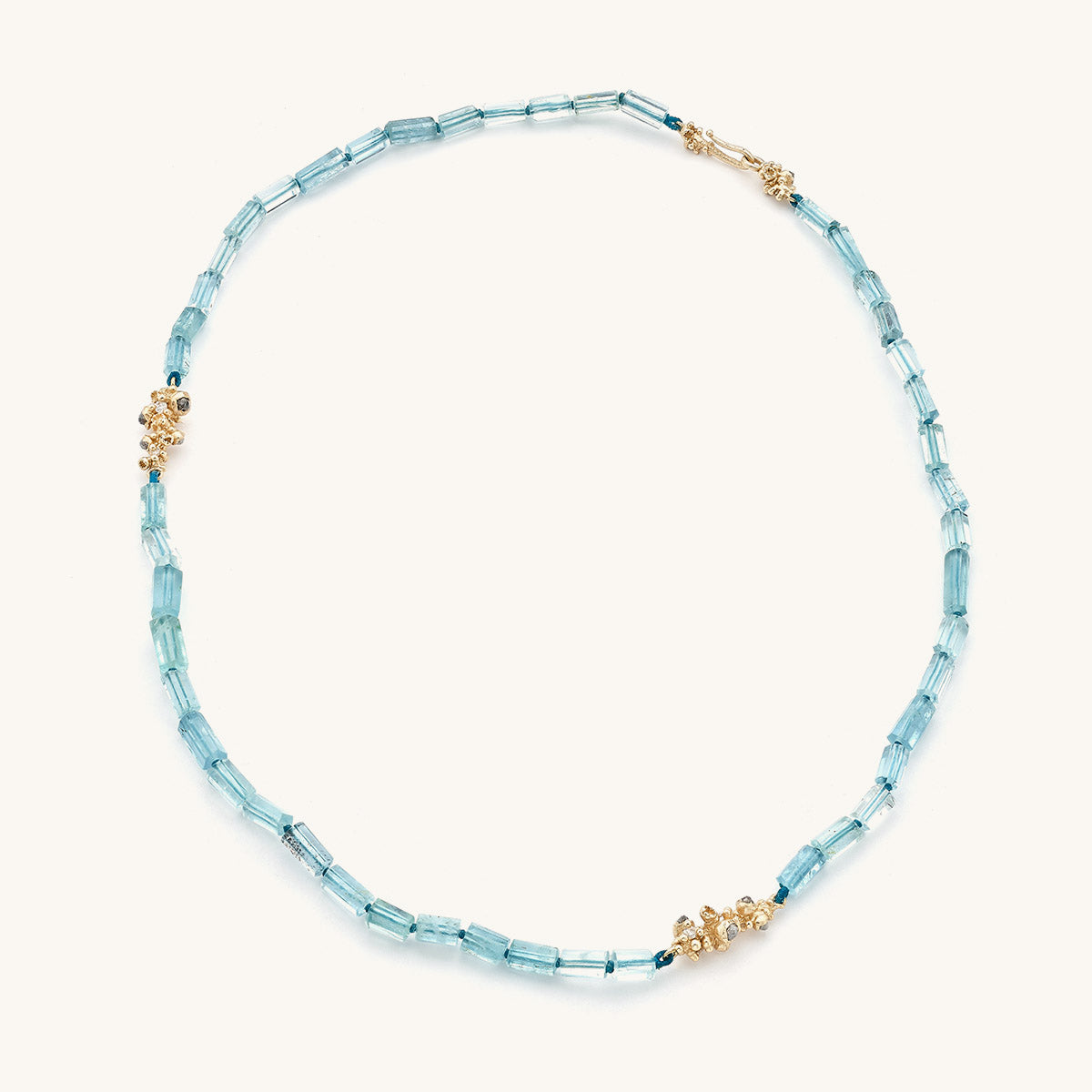 Ruth Tomlinson Alternative Aquamarine String Necklace made from recycled gold