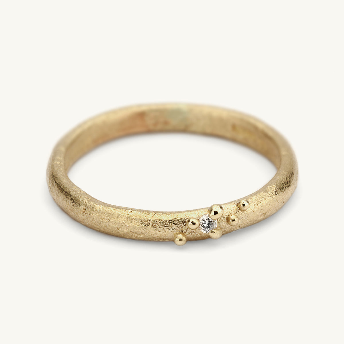 Ruth Tomlinson Raw Gold Textured Wedding Band with Diamond - 14Y