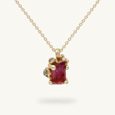 Ruth Tomlinson Raw Tourmaline and Diamond Pendant made from Recycled Gold