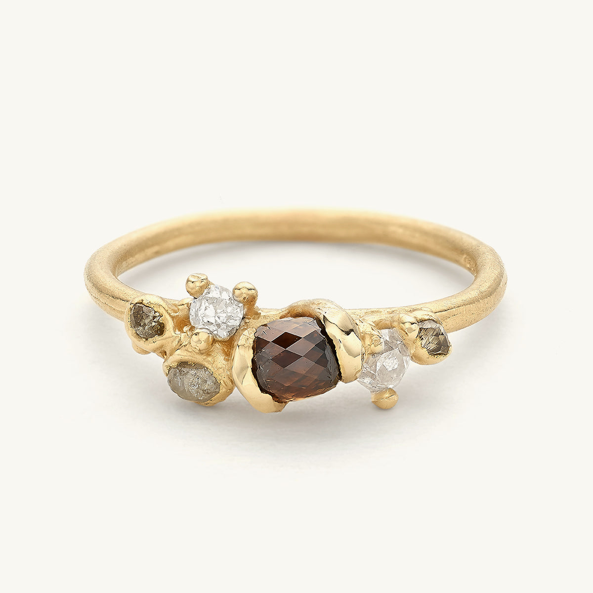 Rose cut champagne diamond engagement ring from Ruth Tomlinson, handmade in recycled gold