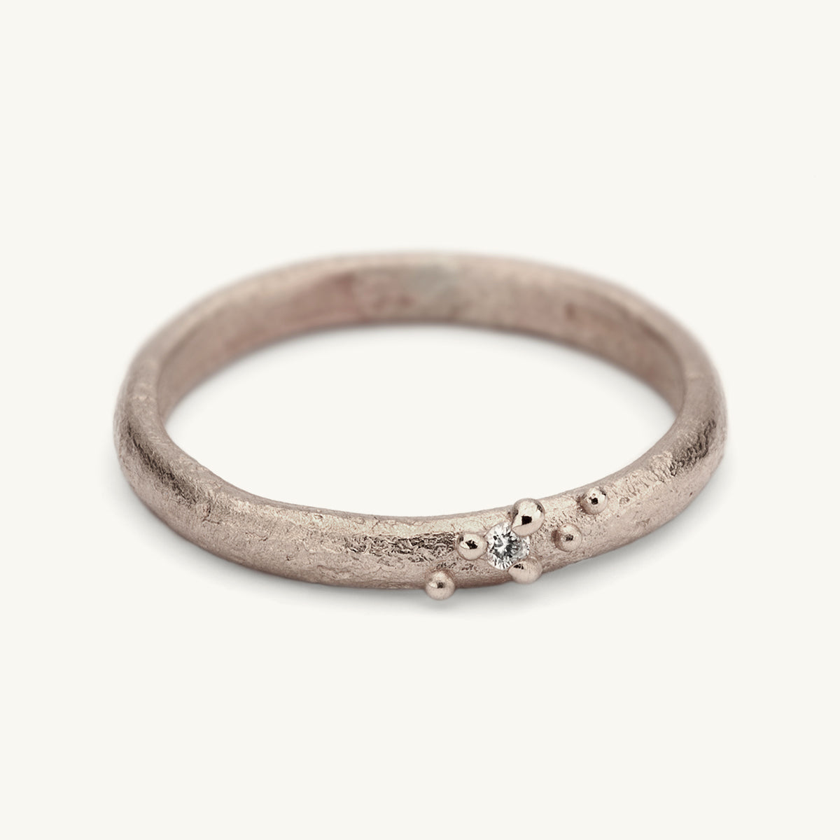 Ruth Tomlinson Ruth Tomlinson Raw Gold Textured Wedding Band with Diamond - 18W