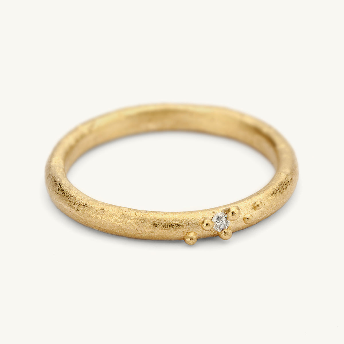 Ruth Tomlinson Ruth Tomlinson Raw Gold Textured Wedding Band with Diamond - 18Y