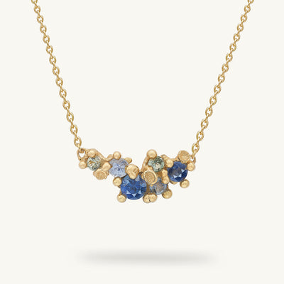 Ruth Tomlinson Ocean Inspired Sapphire Cluster necklace made from recycled gold