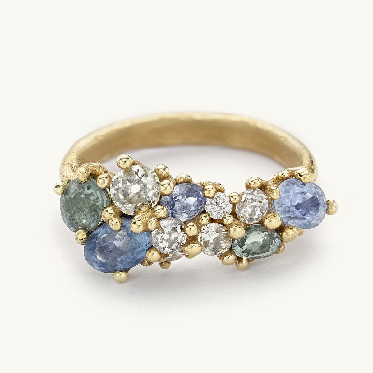 Ruth Tomlinson Sapphire and Antique Diamond Statement Cluster Ring