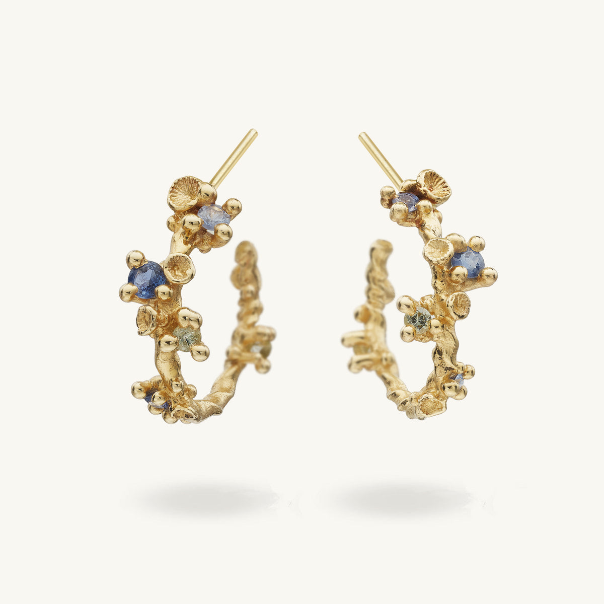 Ruth Tomlinson Sapphire and Barnacle Hoop Earrings