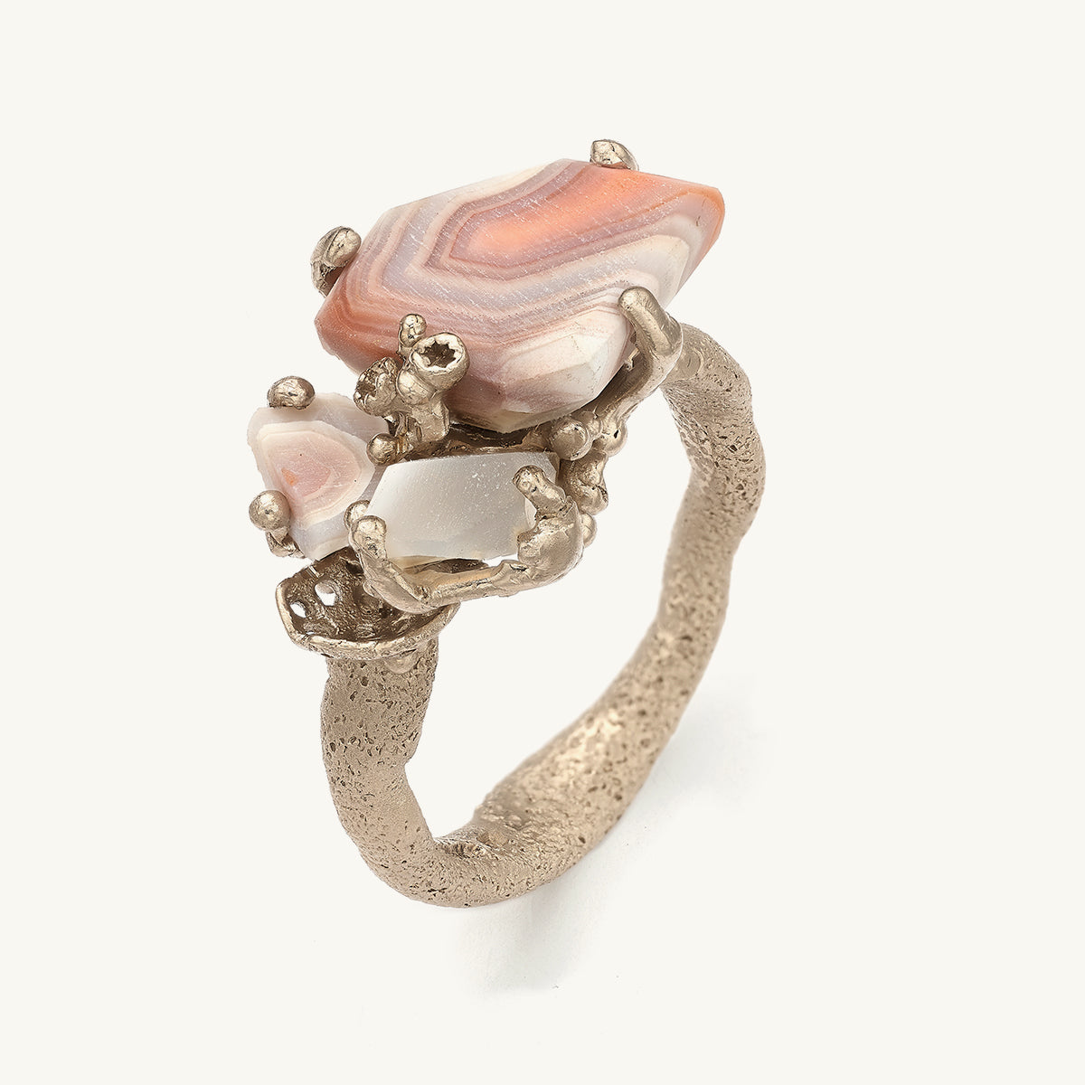 Ruth Tomlinson one of a kind Scottish Agate Sculptural art ring made with recycled gold