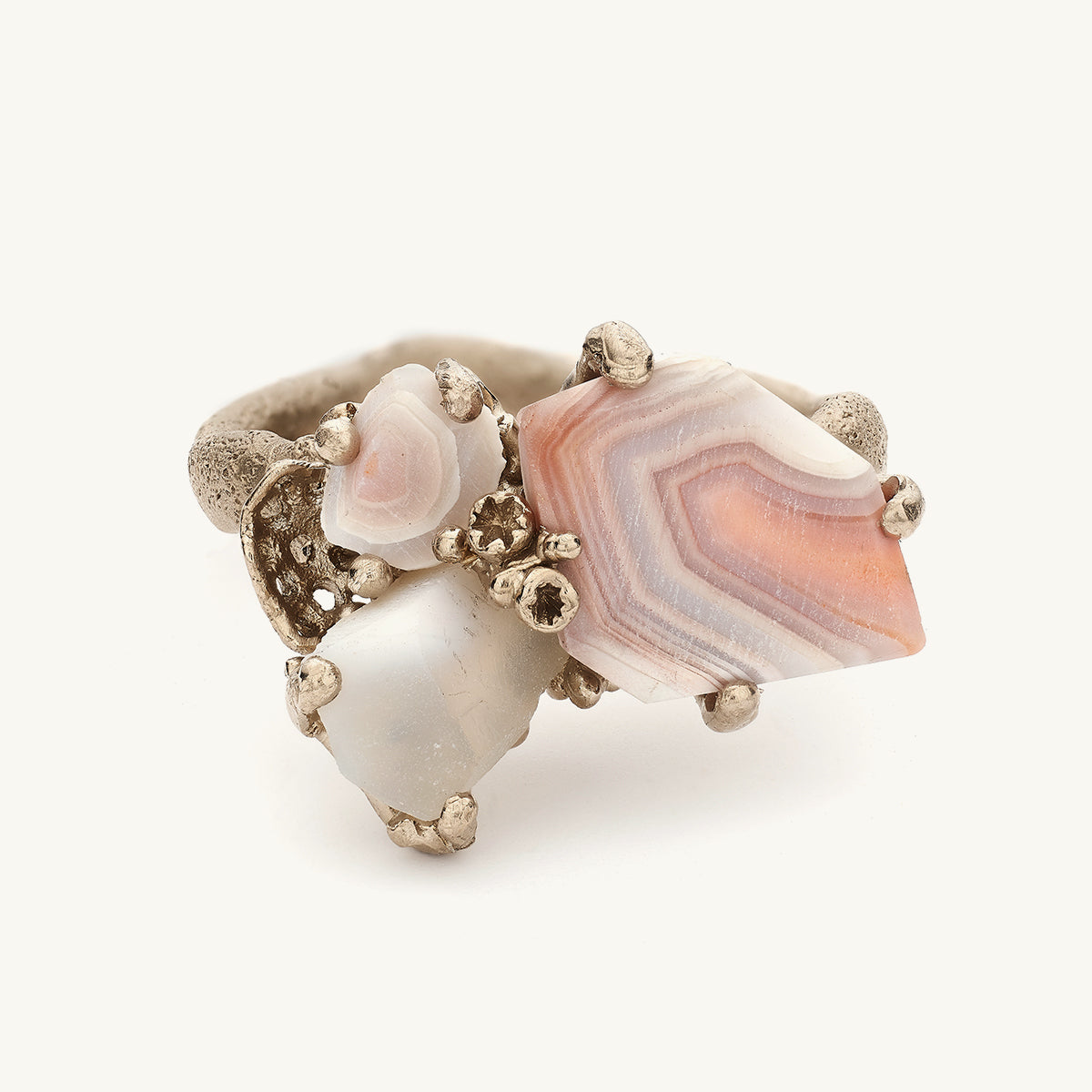 Ruth Tomlinson one of a kind Scottish Agate Sculptural art ring made with recycled gold