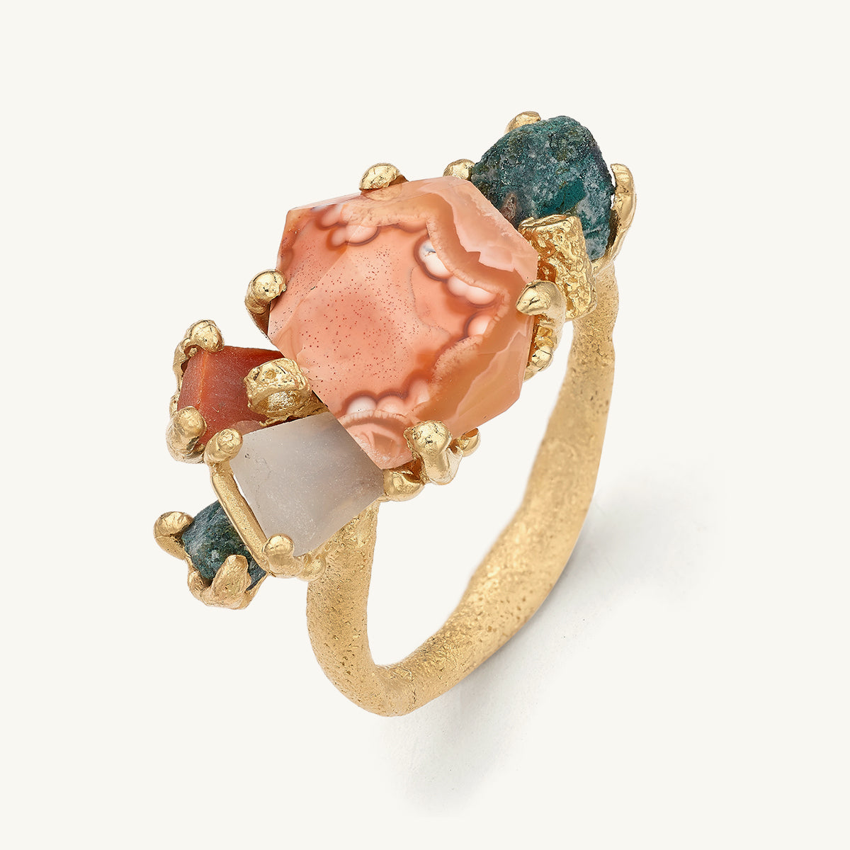 Ruth Tomlinson one of a kind Scottish Agate Sculptural art ring made with recycled gold