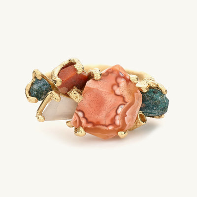 Ruth Tomlinson one of a kind Scottish Agate Sculptural art ring made with recycled gold