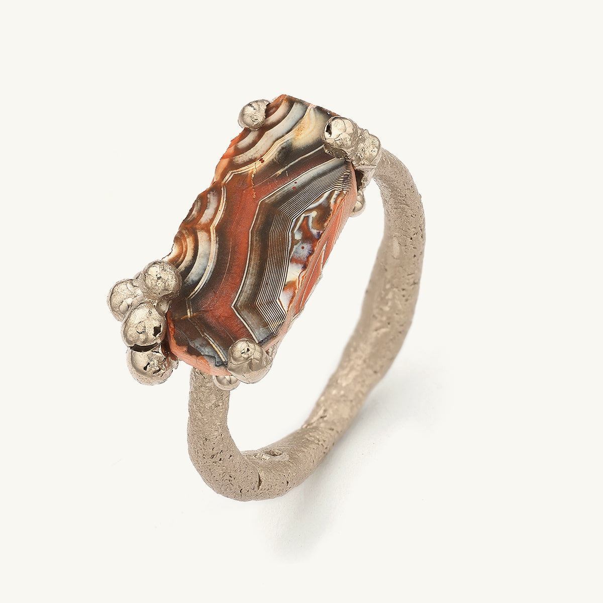 Ruth Tomlinson one of a kind Scottish Agate Sculptural art ring made with recycled gold