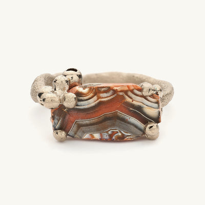 Ruth Tomlinson one of a kind Scottish Agate Sculptural art ring made with recycled gold