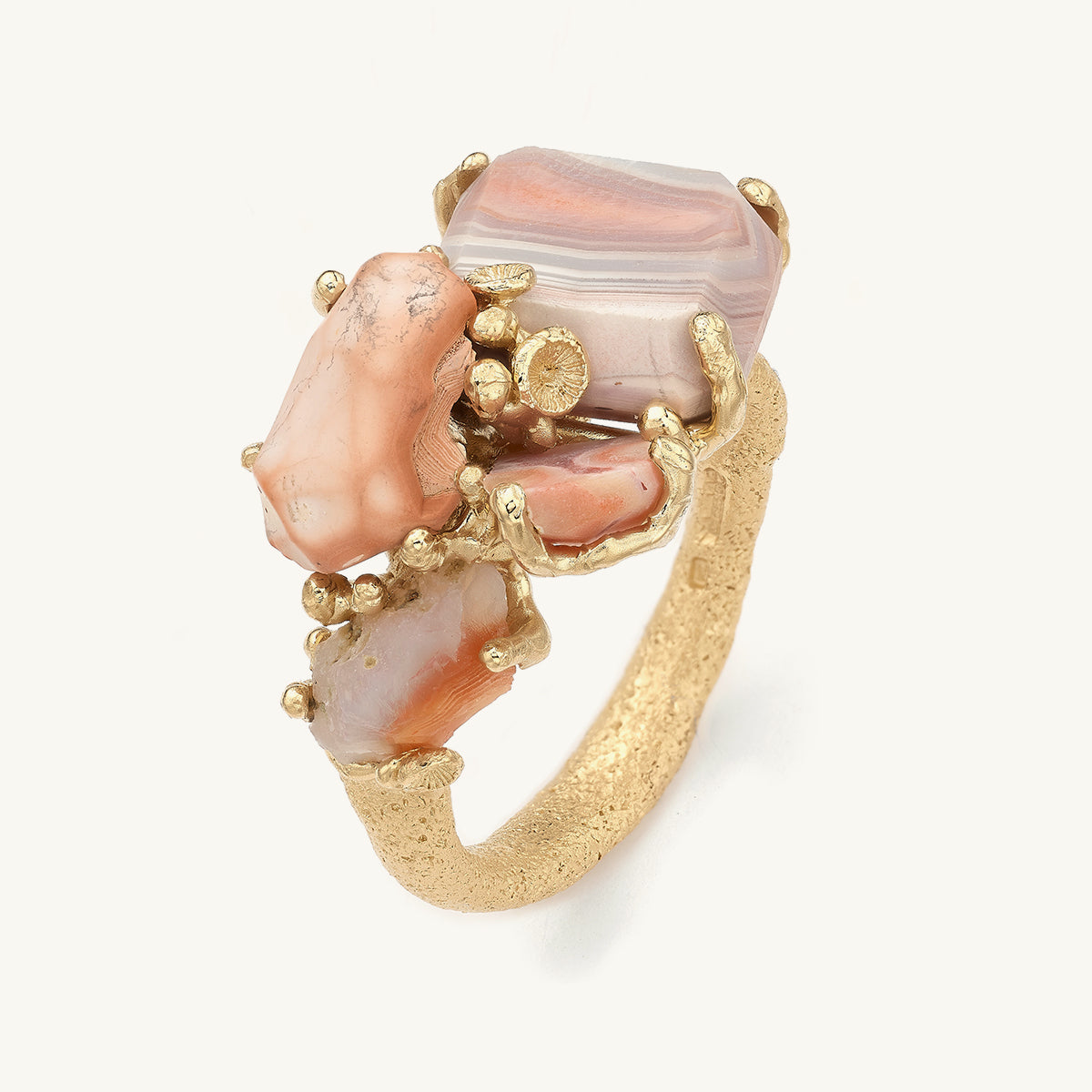 Ruth Tomlinson one of a kind Scottish Agate Sculptural art ring made with recycled gold