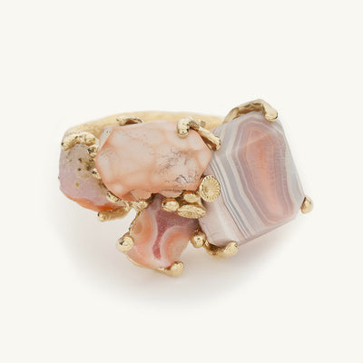 Ruth Tomlinson one of a kind Scottish Agate Sculptural art ring made with recycled gold