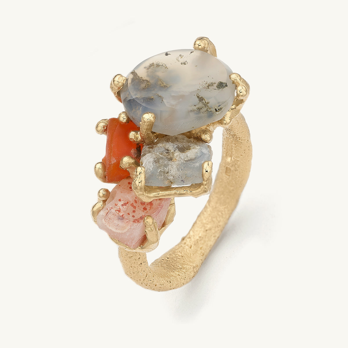 Ruth Tomlinson one of a kind Scottish Agate Sculptural art ring made with recycled gold