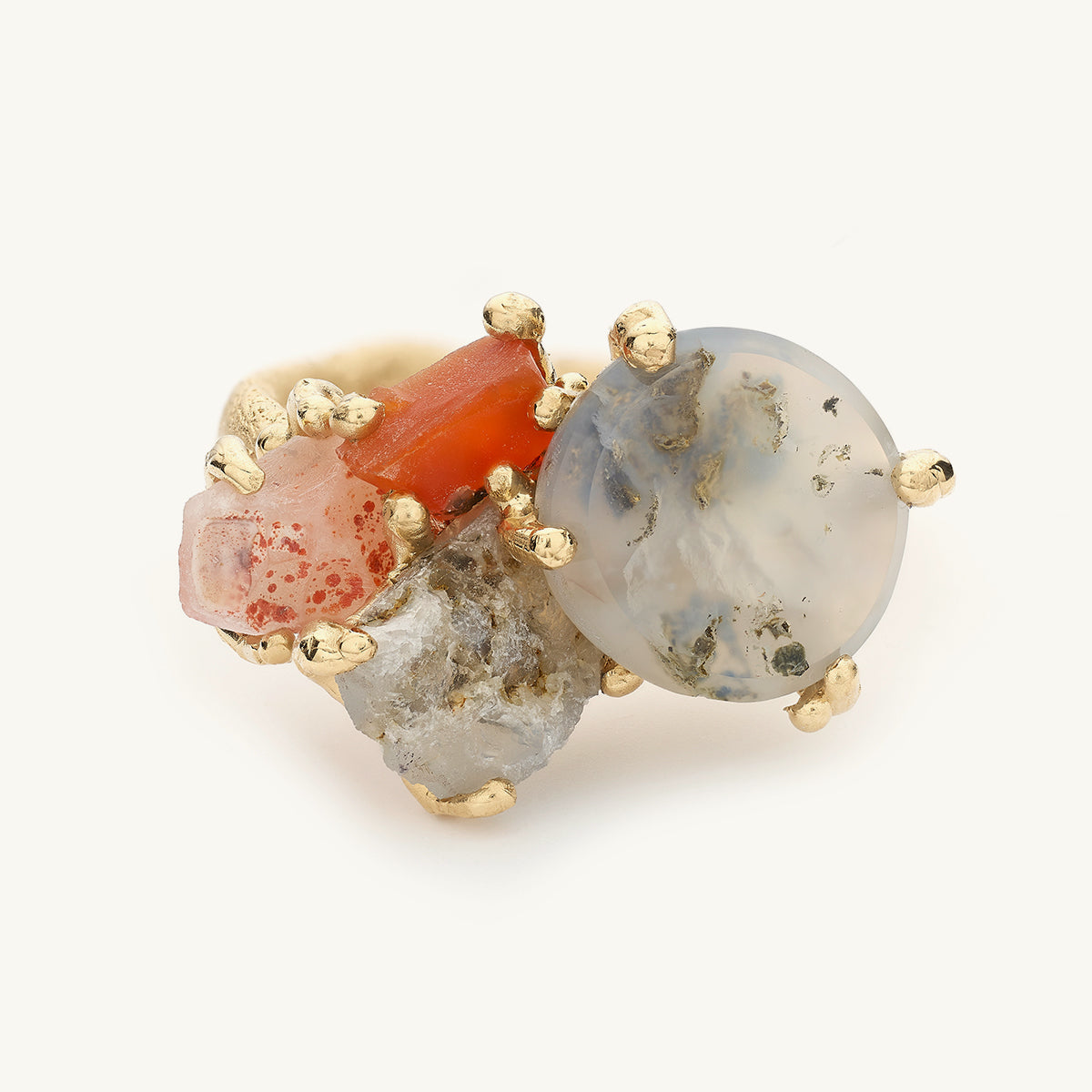 Ruth Tomlinson one of a kind Scottish Agate Sculptural art ring made with recycled gold