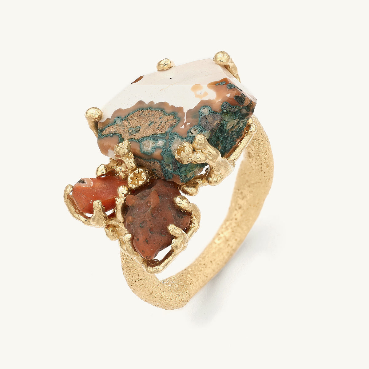 Ruth Tomlinson one of a kind Scottish Agate Sculptural art ring made with recycled gold