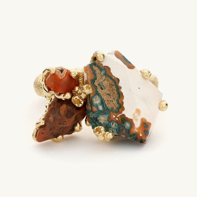 Ruth Tomlinson one of a kind Scottish Agate Sculptural art ring made with recycled gold