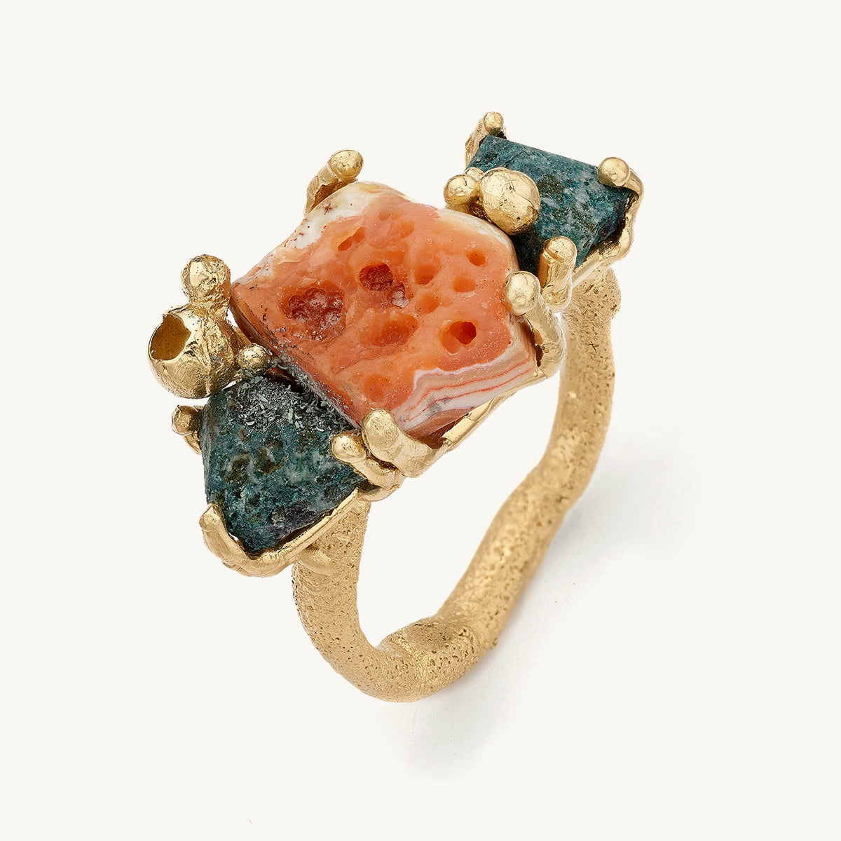 Ruth Tomlinson one of a kind Scottish Agate Sculptural art ring made with recycled gold