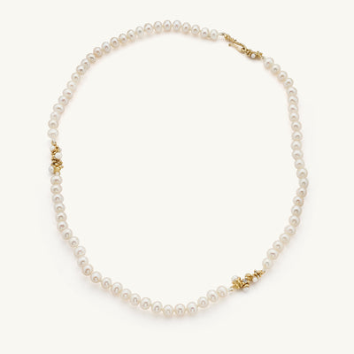 Ruth Tomlinson Alternative Ocean Inspired Pearl String Necklace made from reccled gold