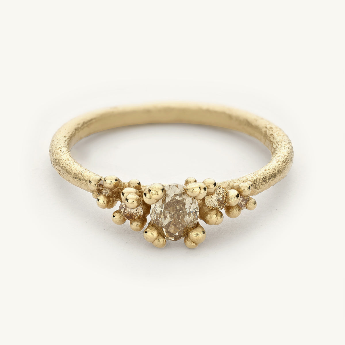 Ruth Tomlinson Solitaire Champagne Diamond Encrusted Ring