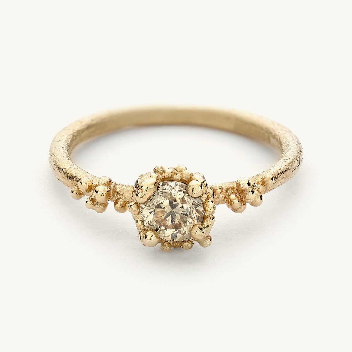 Ruth Tomlinson Solitaire Champagne Diamond Ring with Granules