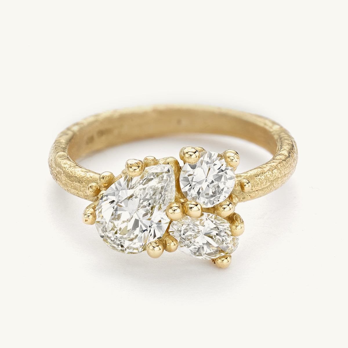 Ruth Tomlinson one of a kind Paragon Contrast Cut Diamond Cluster Engagement Ring made from recycled gold