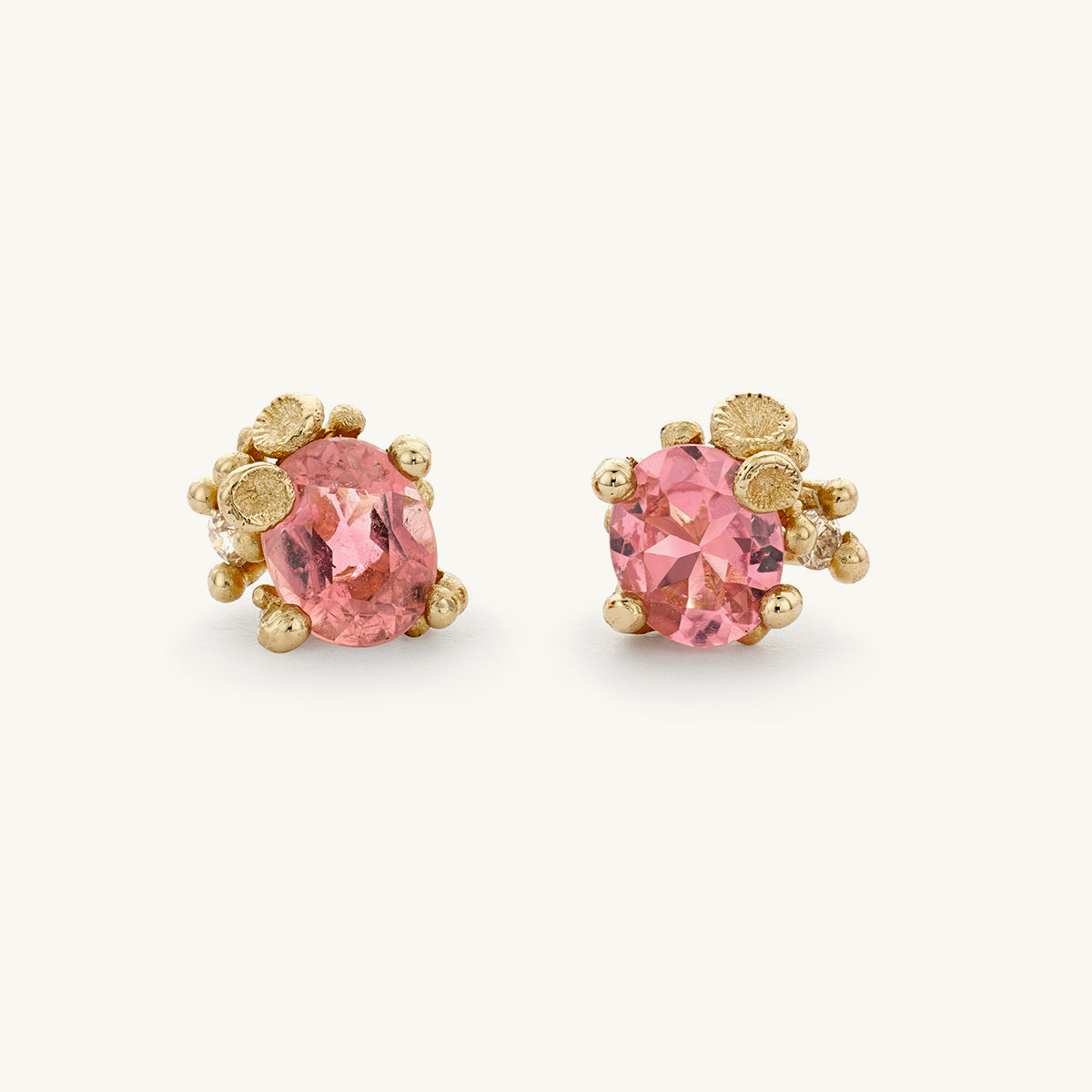 Ruth Tomlinson pink tourmaline and barnacle studs