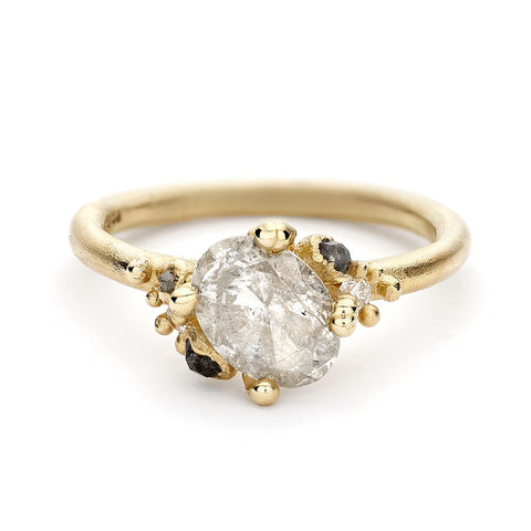 Pale Grey Diamond Cluster Engagement Ring from Ruth Tomlinson, handmade in London