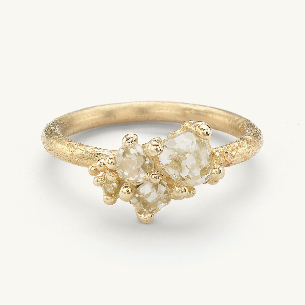 Asymmetric Encrusted Yellow Diamond Ring