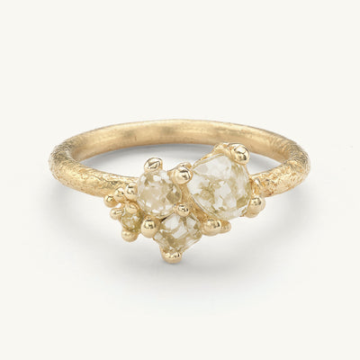 Asymmetric Encrusted Yellow Diamond Ring