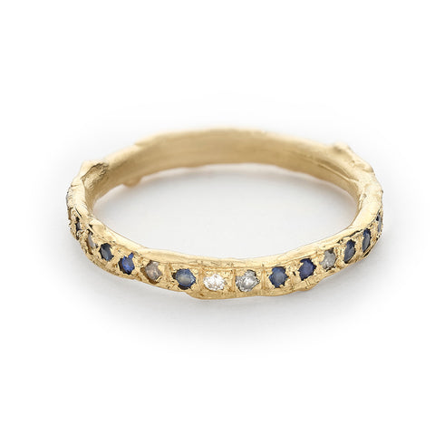 Blue Sapphire and Diamond Eternity Band by Ruth Tomlinson, handmade in London