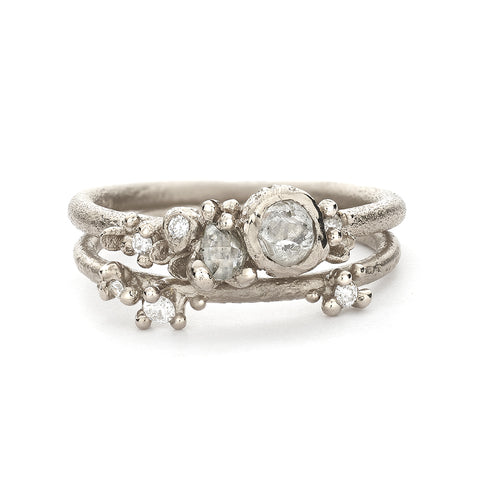 Tumbling Ocean Diamond Engagement Ring Stack from Ruth Tomlinson, handmade in London
