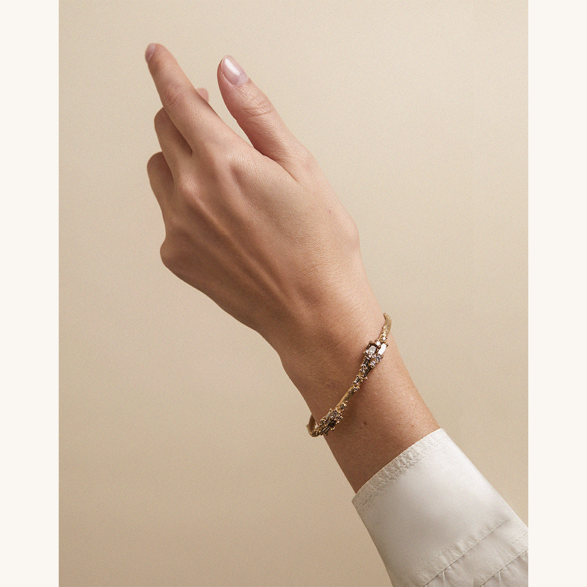 Luminous Champagne and White Diamond Cuff