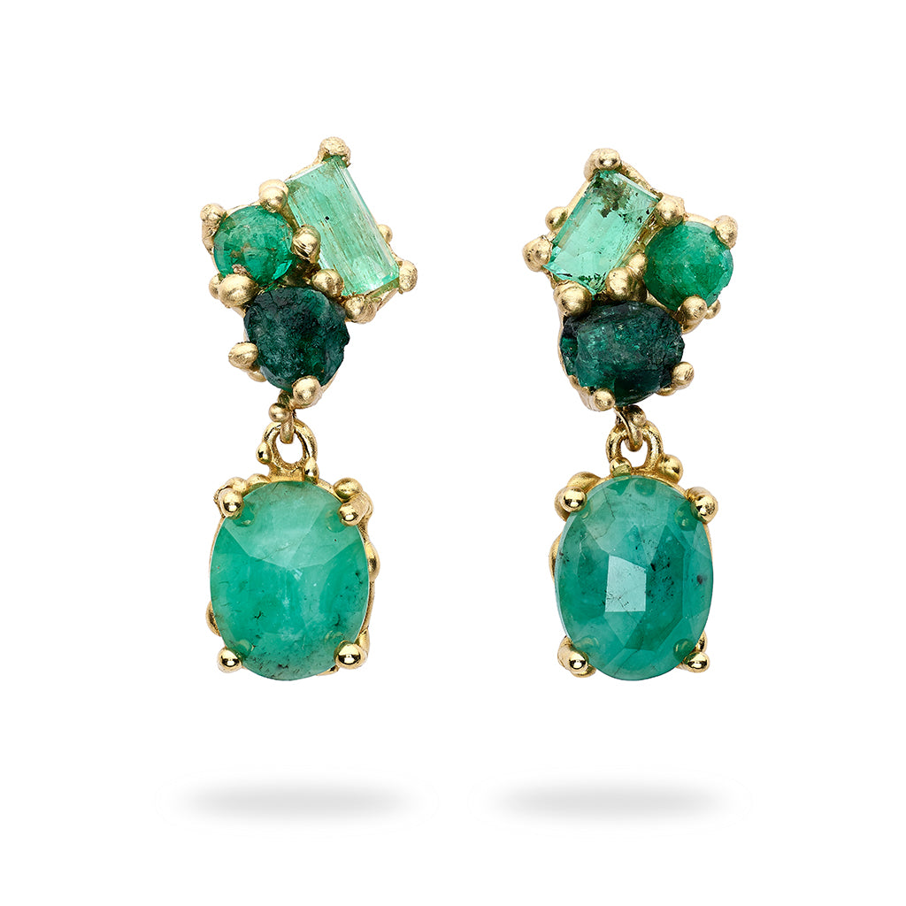Emerald Encrusted Drop Earrings