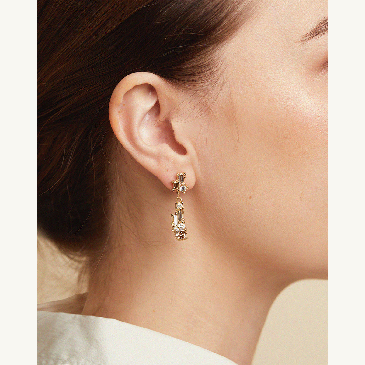 Radiant Champagne Diamond Drop Earrings